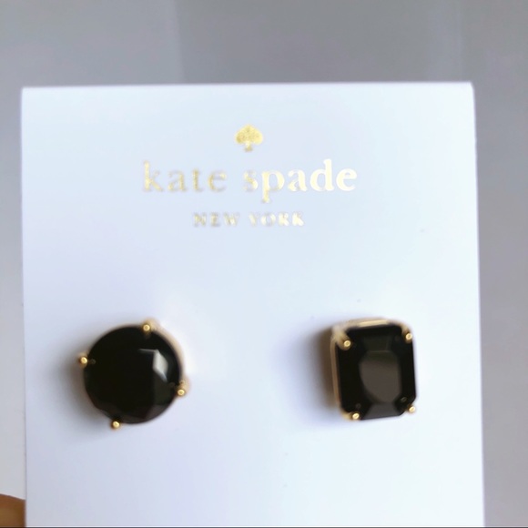 Kate Spade Black Mismatched Faceted Stud Earrings - Picture 6 of 7